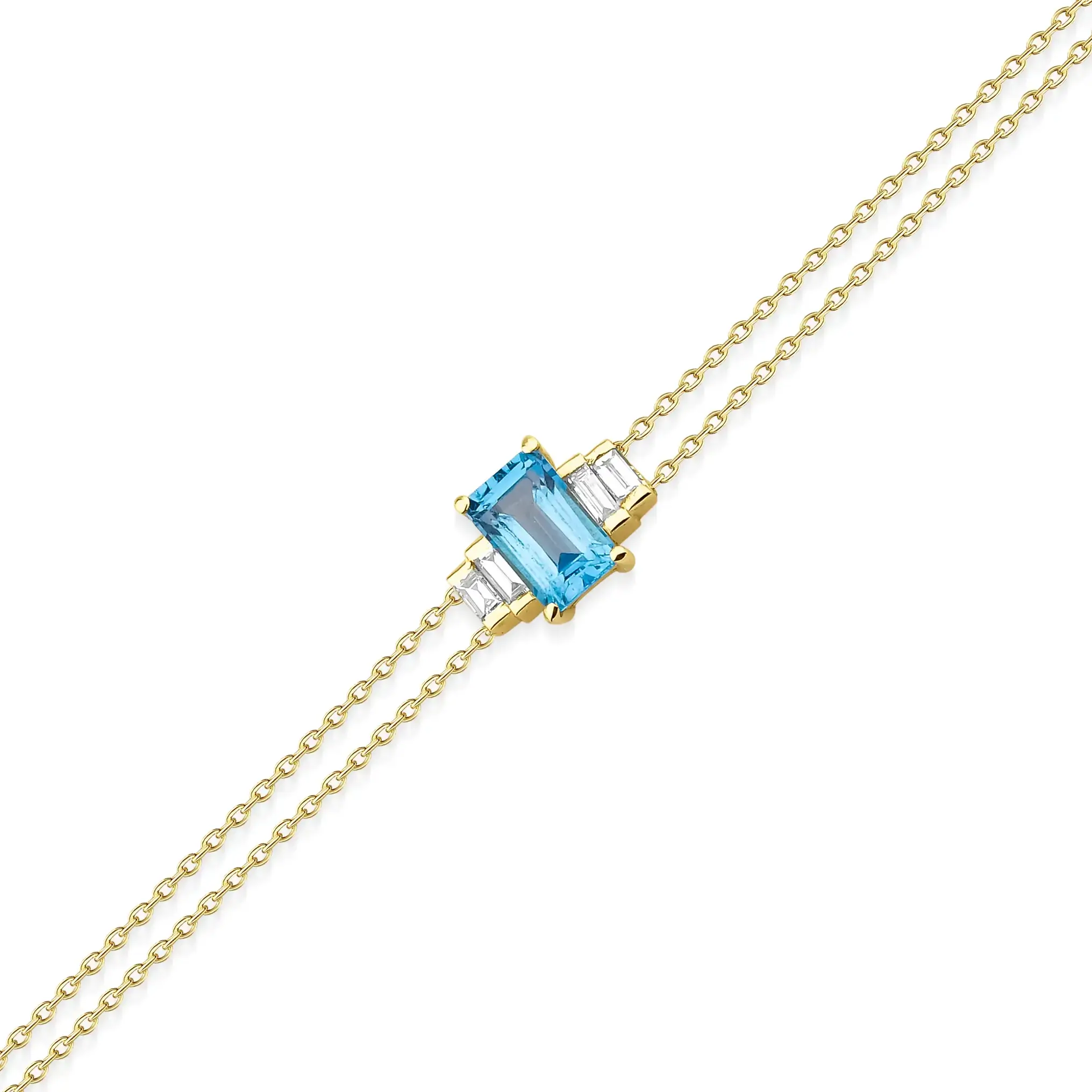 0,70 Karat Pırlanta Blue Topaz Özel Tasarım Bileklik