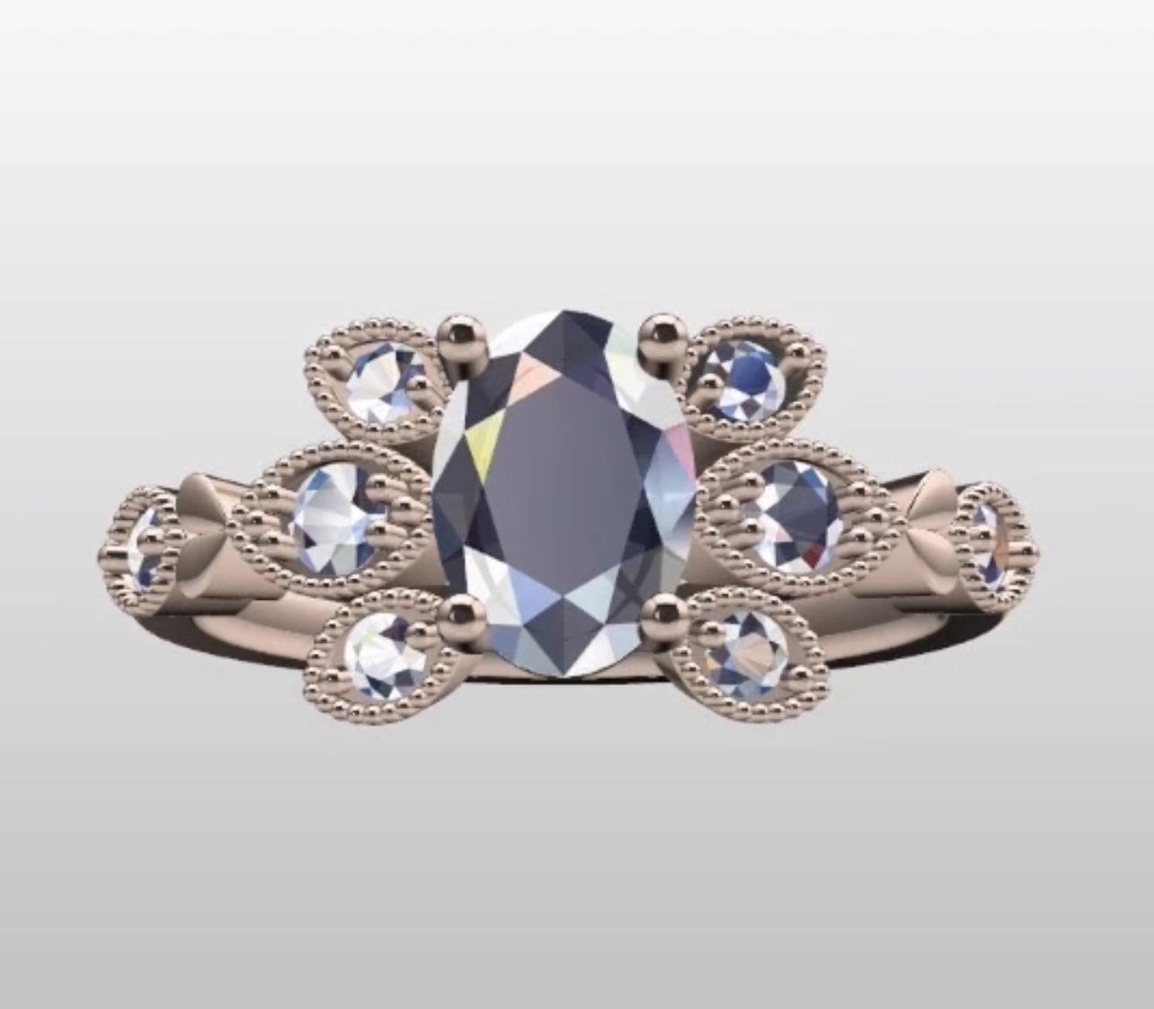 0,90 Karat Vintage Tasarım Oval Pırlanta Yüzük
