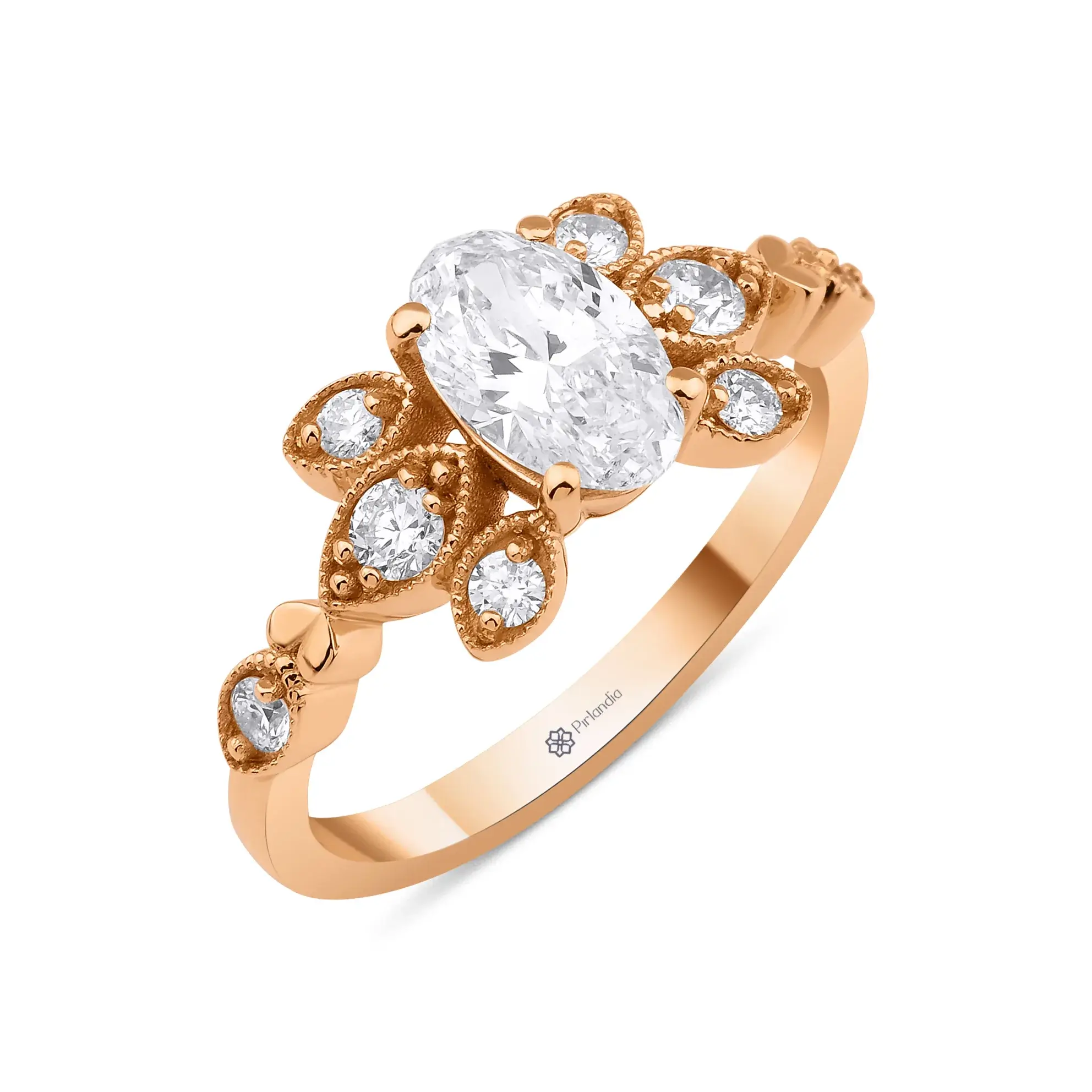 0,90 Karat Vintage Tasarım Oval Pırlanta Yüzük