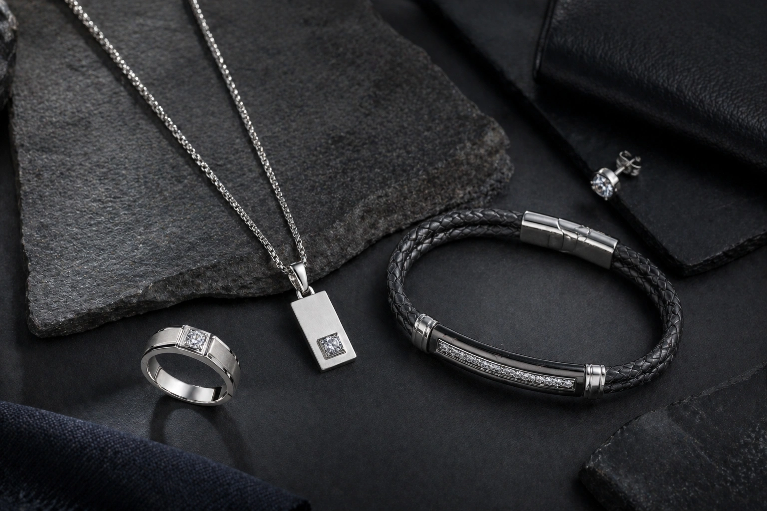 Erkek Pırlanta Modelleri|  Yüzük, Kolye, Küpe & Bileklik Rehberi